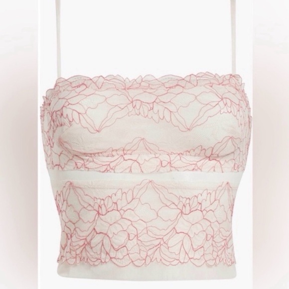 FREE PEOPLE Double Date Cami Camisole Tank Top Blush Red Combo Sz S NWOT - Picture 6 of 13